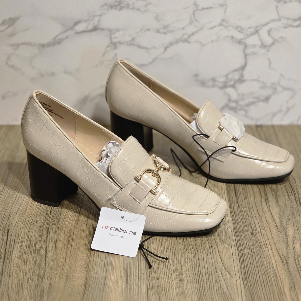 Liz Claiborne Beige Croc-Embossed Heels